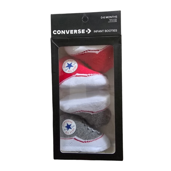 Baby Converse Chuck Taylor Infant Booties 2 Pack 0-6 Mths Red / Gray - Picture 3 of 8